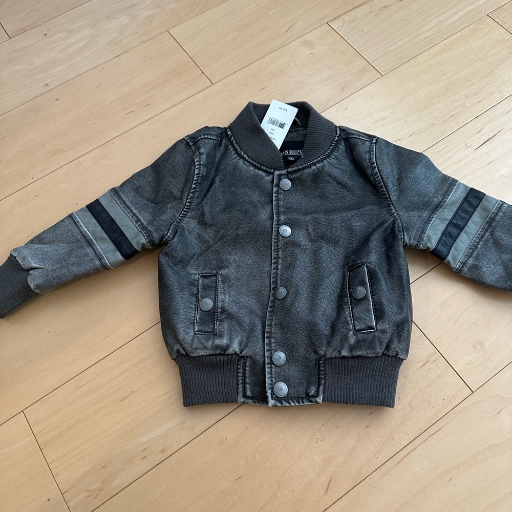 Kids Pleather Gray Bomber Jacket NWT